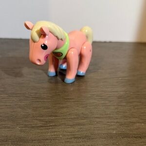 Vtg. TOLO First Friends 3.5" Horse Infant Toy Rare *Pink & Green Click Sound